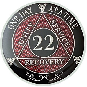 22 Year AA Medallion: Silver Color Plated Alcoholics Anonymous Coin