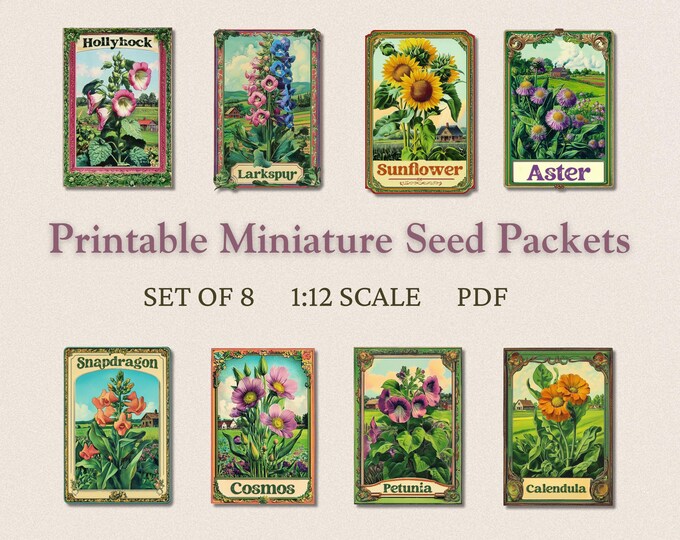 Printable Miniature 1:12 Scale 8 Vintage Seed Packets – Dollhouse ...