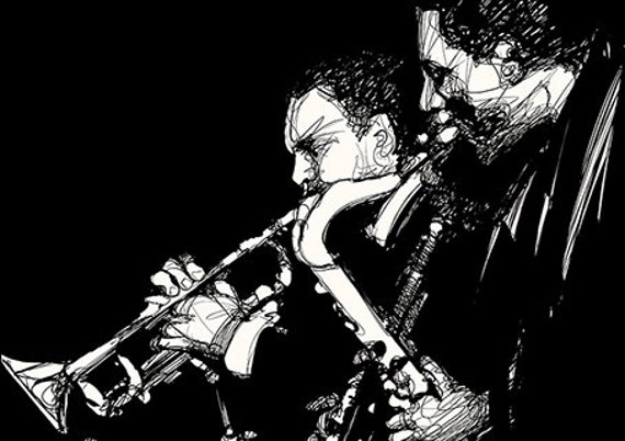 Set de Table Rectangulaire, Design, Plastique, Pvc, Original, Lavable, Semi-Rigide, Musiciens, Jazz,