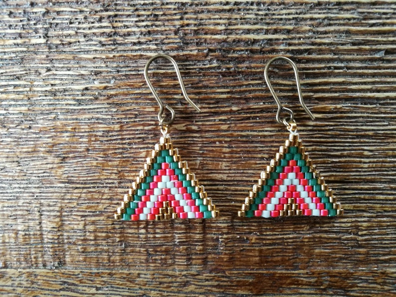 Boho seed peyote stitch earrings image 1