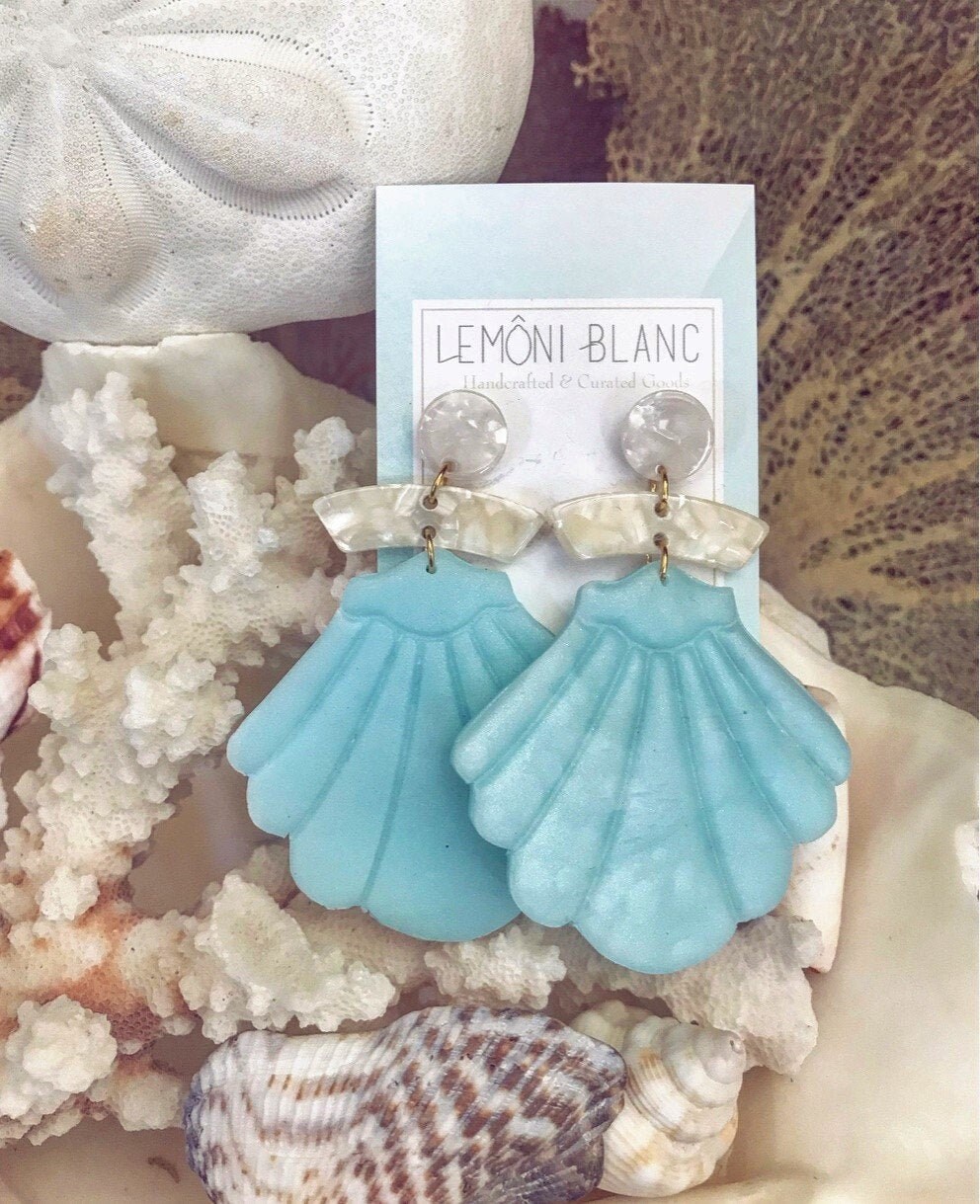 Handmade polymer clay earrings beach earrings cute earrings summer earrings sea