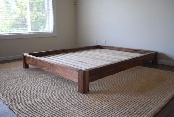 Low Profile Platform Bed in Black Walnut Twin Full Queen | Etsy