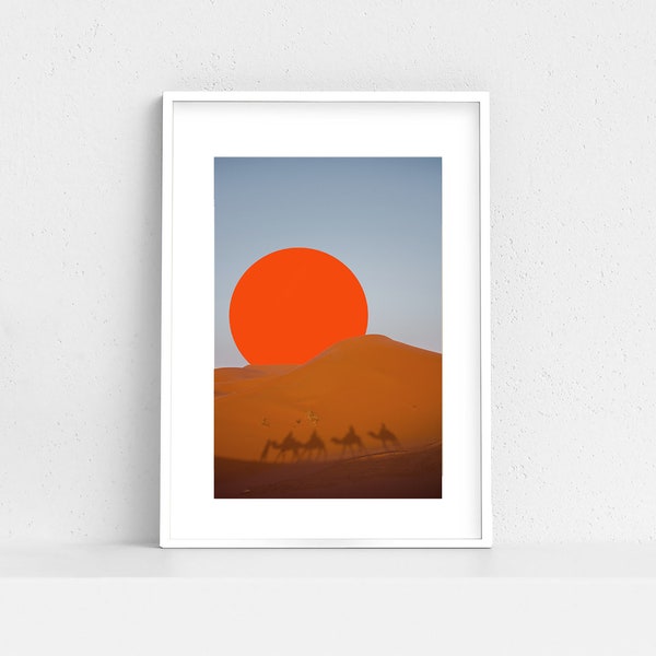 Desert Sun Print | Sunset Photography | Landscape Photography | Sahara Desert | Digital Download | Desert Art | Art Print
