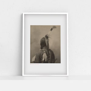 Könnte beinhalten: Schwarzweißfoto eines Indianers, der traditionelle Kleidung und einen Federkopfschmuck trägt. Der Mann steht mit dem Rücken zur Kamera vor einem bewölkten Himmel. Der Text "The Bird in the Cloud" steht in der rechten unteren Ecke des Bildes.
