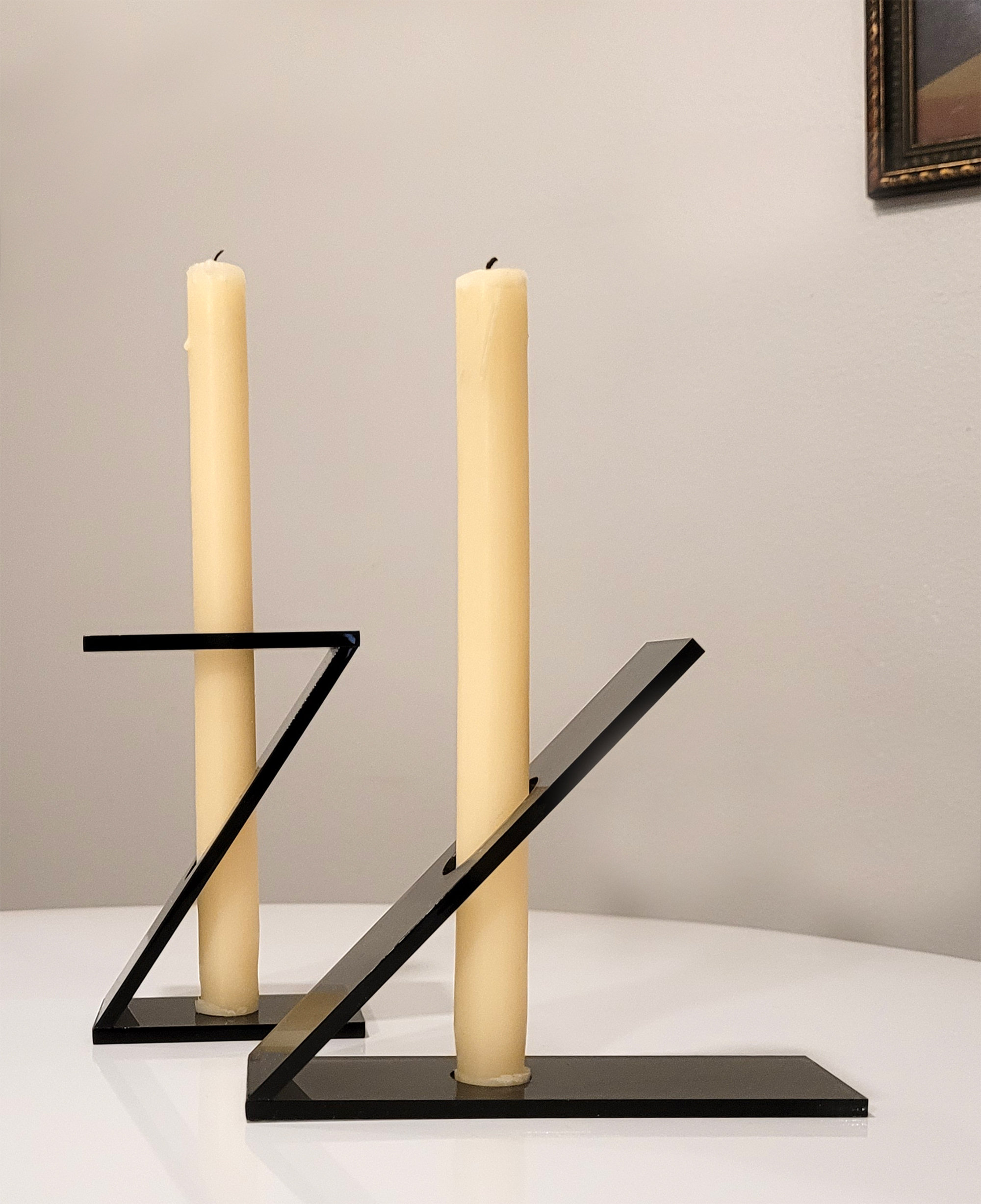 Candle Holder Set Lucite Candlestick Geometric Acrylic Etsy