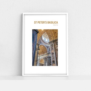 Impresión de la Basílica de San Pedro / Catedral / Ciudad del Vaticano / Romano / Italia / Descarga digital / Decoración de viaje / Impresión de arte