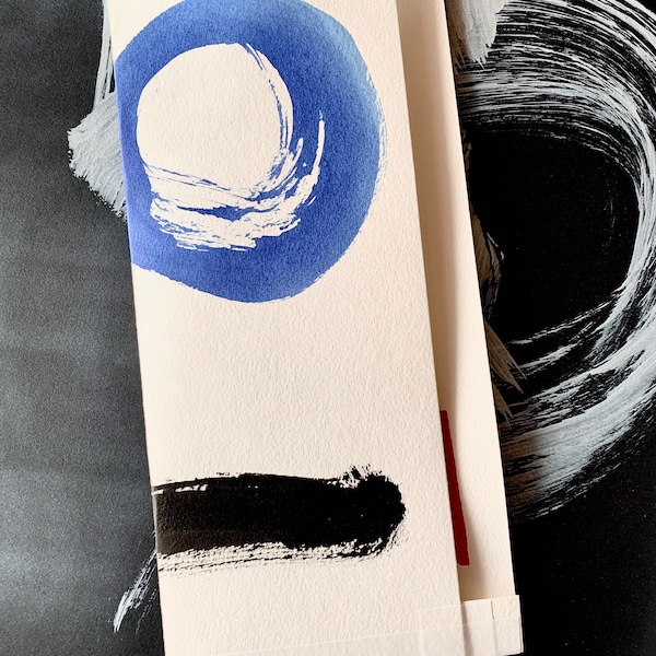 Shakuhachi Score/Sheet Music folder/holder, with original ink & brush art/painting - no. 4