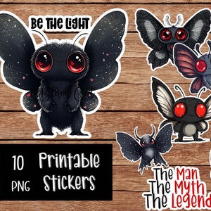 Mothman Cryptid Printable Stickers PNG Digital Journal Planner Print ...