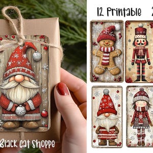 Carnet de Noël en bois imprimable 2 x 4 étiquette cadeau jpg png, impression et découpe