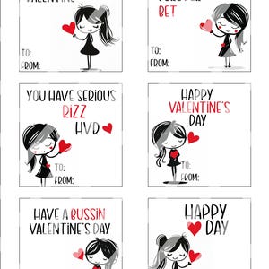 Kids Slang Girl Valentine's Day Rizz Printable Cards Gift Tag - Etsy