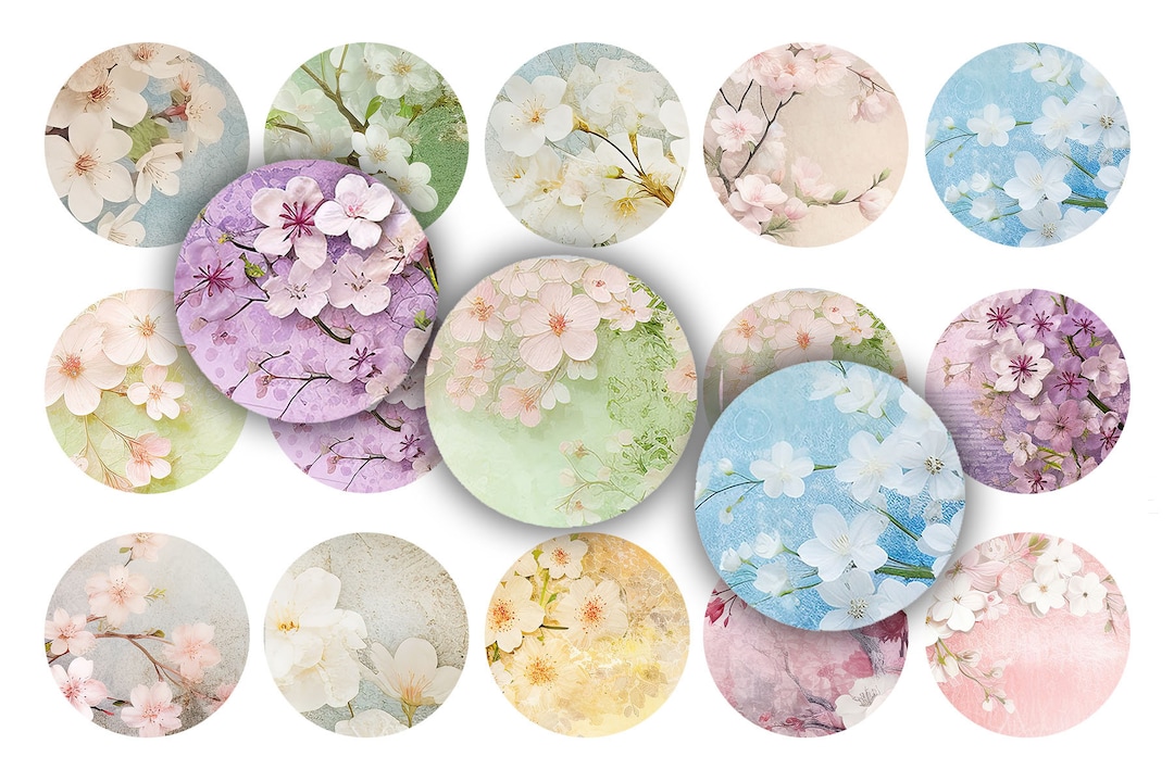 Sakura Japanese Flower Blossom 25mm 1 Inch Bci Printable Bottle