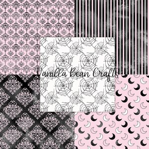 Pink Halloween Seamless Pastel Goth Digital Paper 12x12 Scrapbook ...