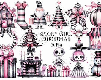 Spooky Girl Christmas Pastel Goth PNG Clipart sublimation printable