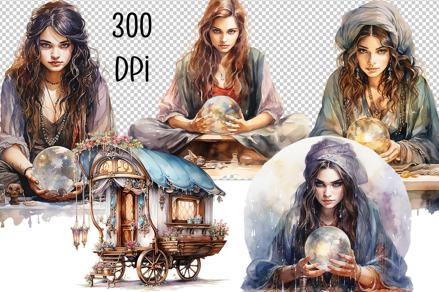 Gypsy Fortune Teller Psychic PNG Clipart Sublimation Printable - Etsy