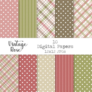 Vintage Rose Color Digital Paper 12x12 scrapbook printable sublimation