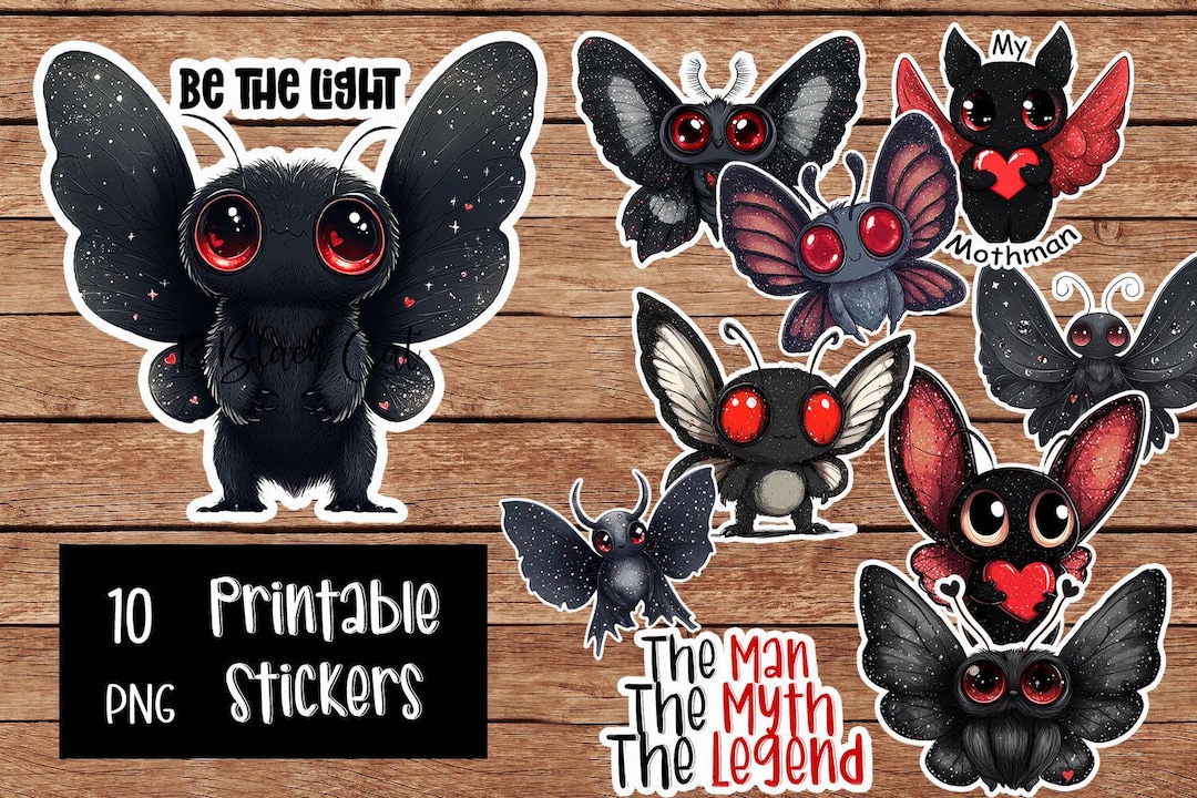 Printable Mothman Mothman Cryptid Printable Stickers PNG Digital Journal Planner Print ...
