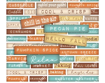 65 Herbst Herbst Text Wort Phrasen Gefühle JPG Ephemera Junk Journal 8,5 x 11 printable