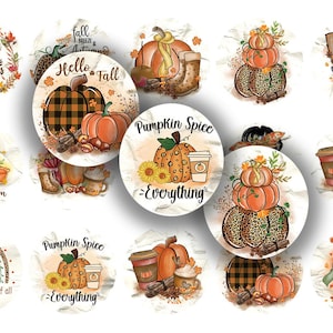 Fall Autumn Pumpkin  25mm 1 inch bci printable bottle cap images