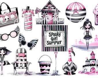 Spooky Girl Summer summerween Pastel Goth beach PNG Clipart sublimation printable