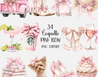Pink Bow Coquette PNG Clipart sublimation printable