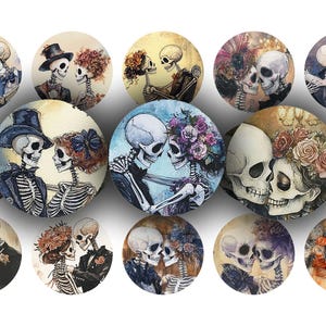 Skeleton Couple Halloween Muertas Nightmare 25mm 1 inch bci printable bottle cap images jpg 4x6