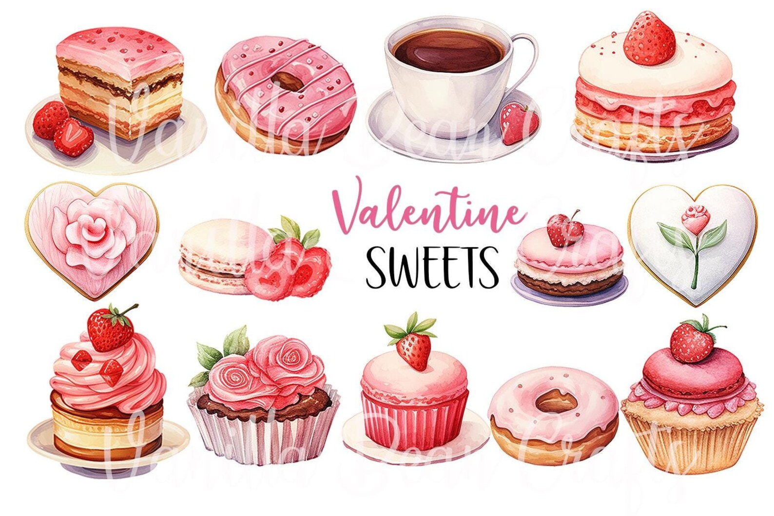 Valentin Sweets Graphics Valentine Sweets Dessert Coffee Heart Cake Pastel PNG Clipart ...