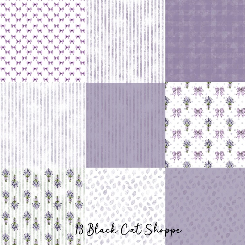 Lavender Flower and Sage Green Pattern Seamless Digital Paper 12x12 Jpg ...