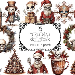 Esqueleto de árbol de Navidad gótico, calavera, aterrador, espeluznante, clipart png, sublimación, imprimible