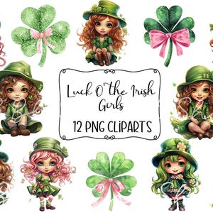 Coquette de trèfle de la Saint-Patrick, fille irlandaise porte-bonheur, PNG Clipart imprimable par sublimation