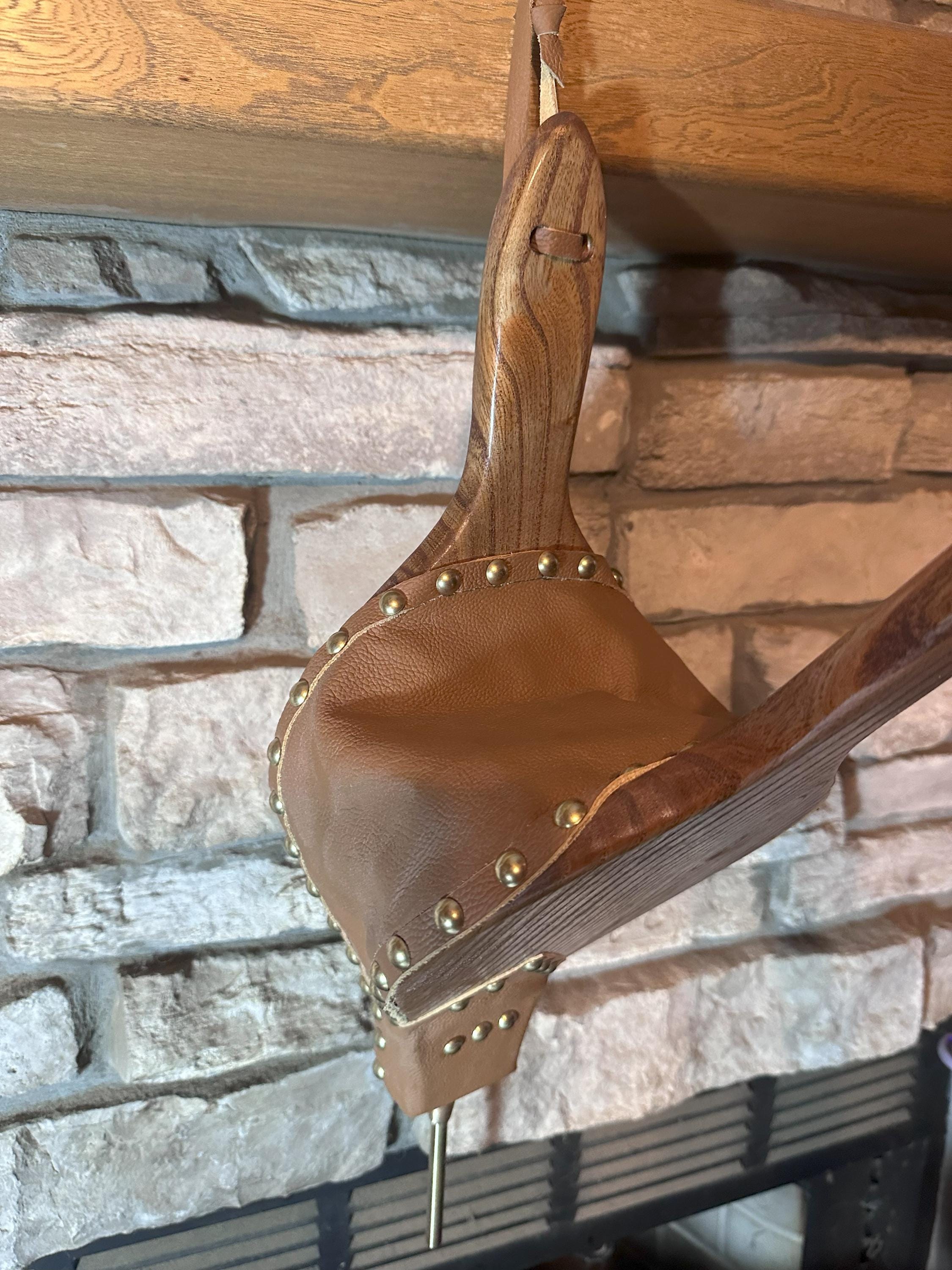 READY TO SHIP: Handmade Fireplace Bellows, Catalpa Wood, Light Brown Leather, Shiny Brass Tacks-Fireplace-Bellows-Hearth-Woodstove - Thumbnail 6