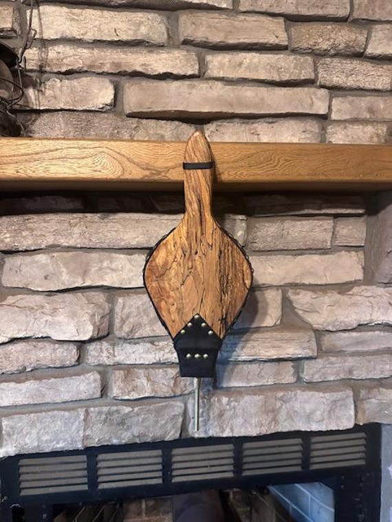 READY TO SHIP - Handmade Fireplace Bellows, Spalted Sycamore with Brown Leather, Shiny Brass Tacks-Woodstove-Fire-Fireplace-Bellows-Heirloom