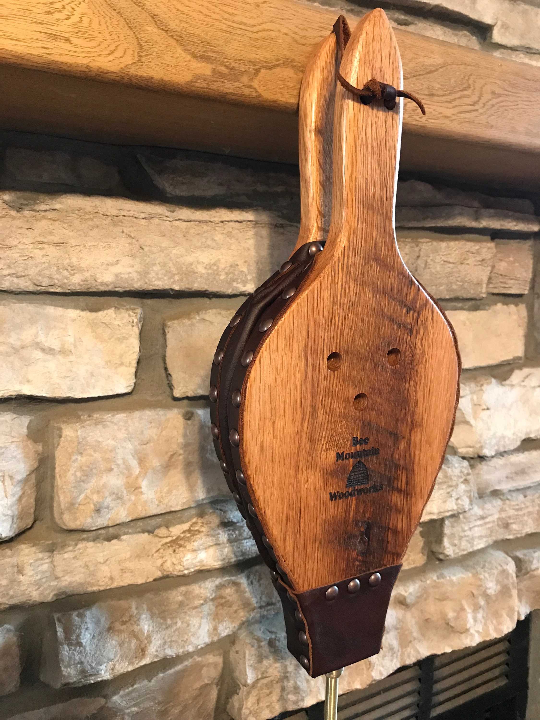 READY TO SHIP Handmade Fireplace Bellows, Rustic, Crafted from Antique Chestnut Barn Wood