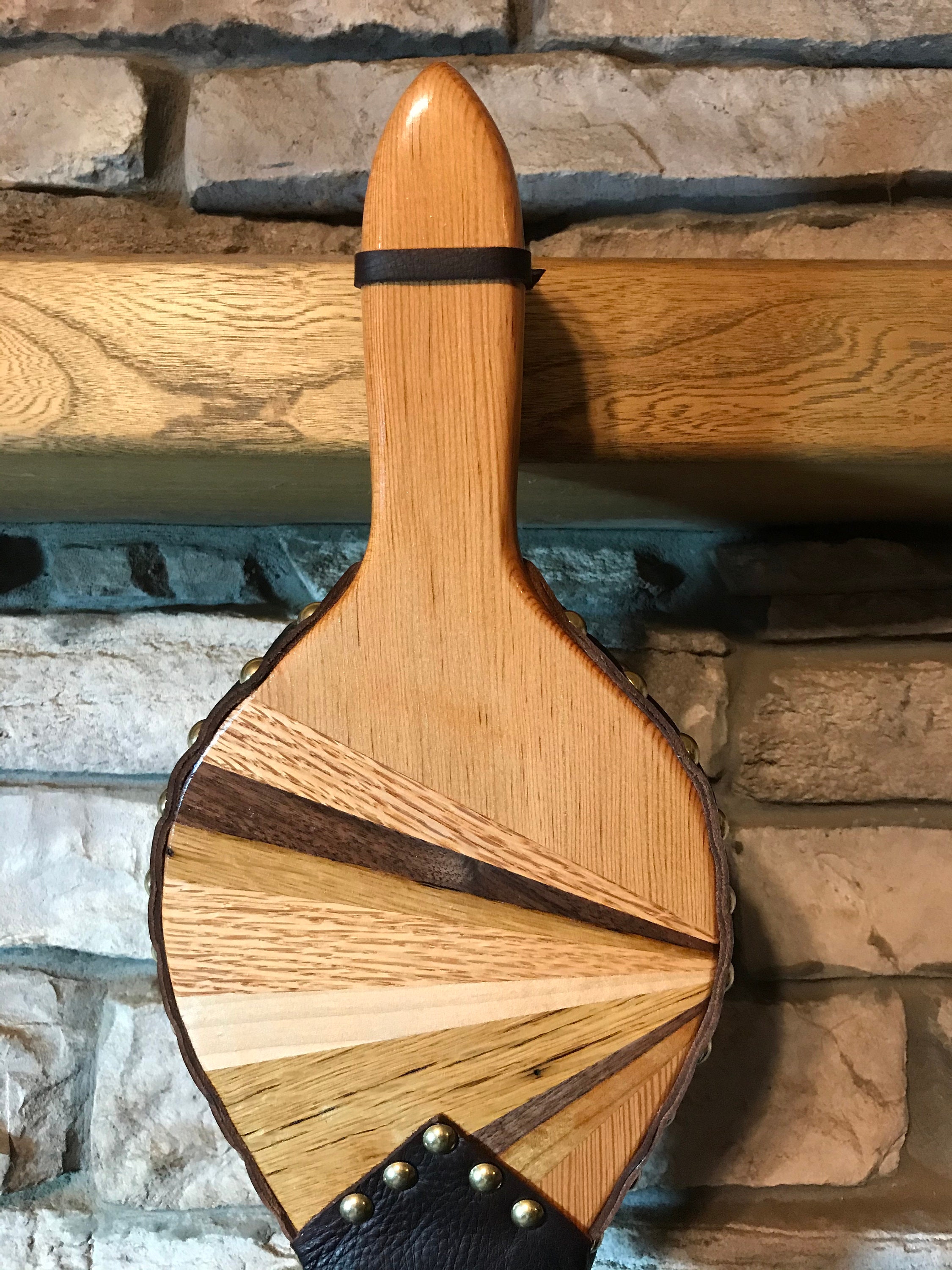 READY to SHIP Handmade Fireplace Bellows, Assorted Joined Wood, Dark