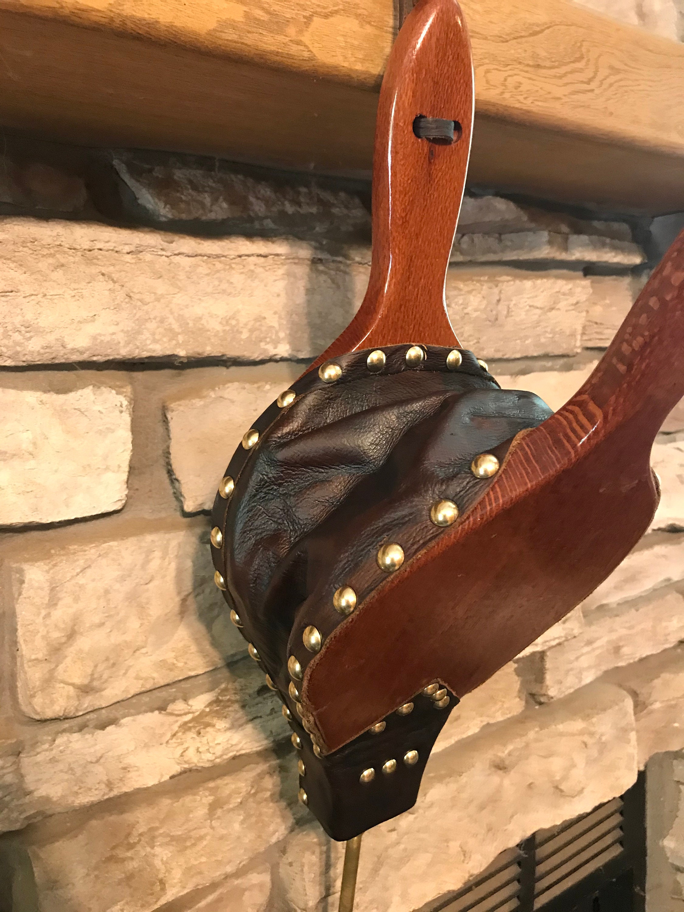 READY TO SHIP Handmade Fireplace Bellows, Leopardwood with Dark Brown