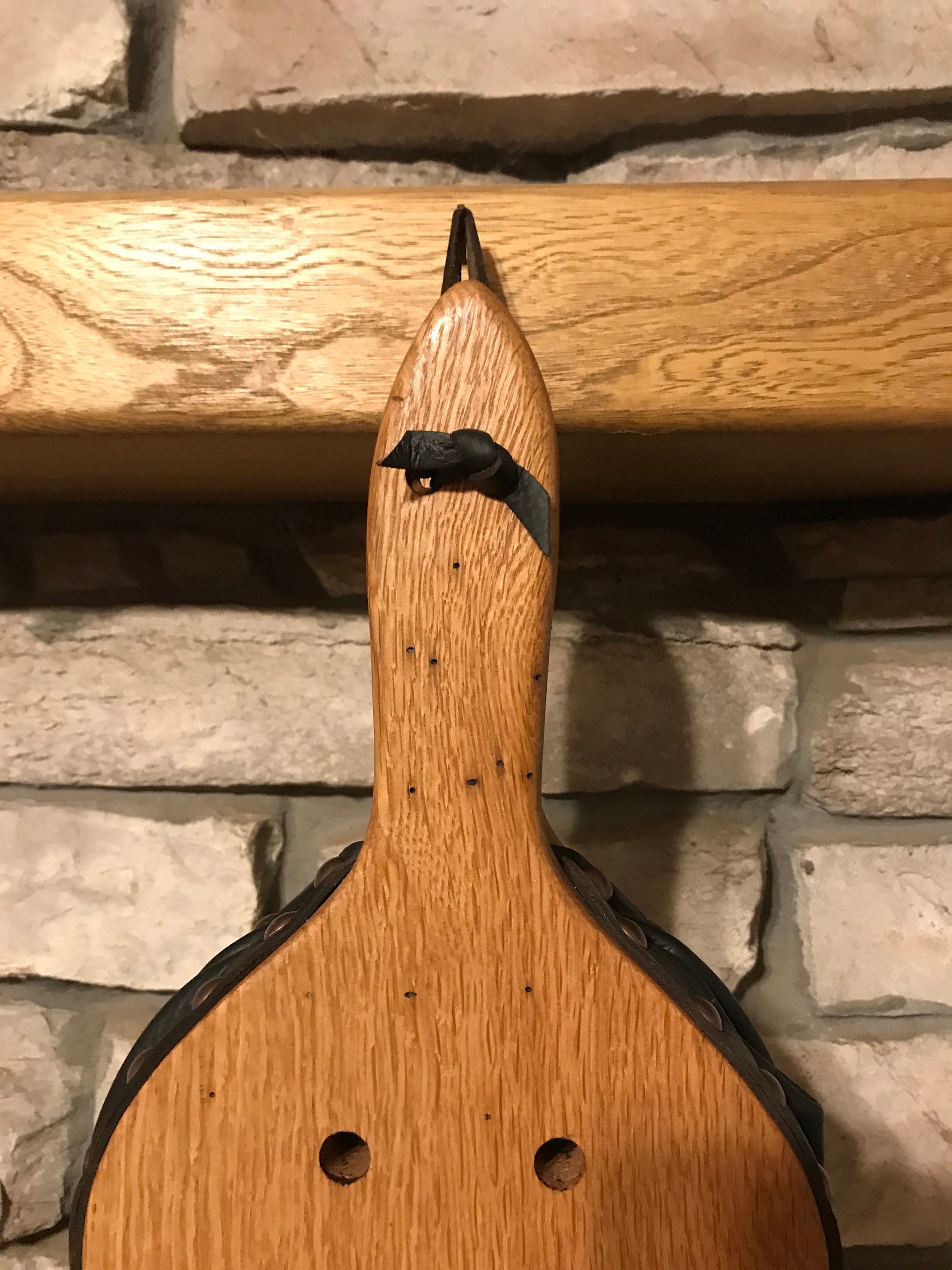 Ready to ship Handmade Fireplace Bellows, Wormy Oak with Dark Brown