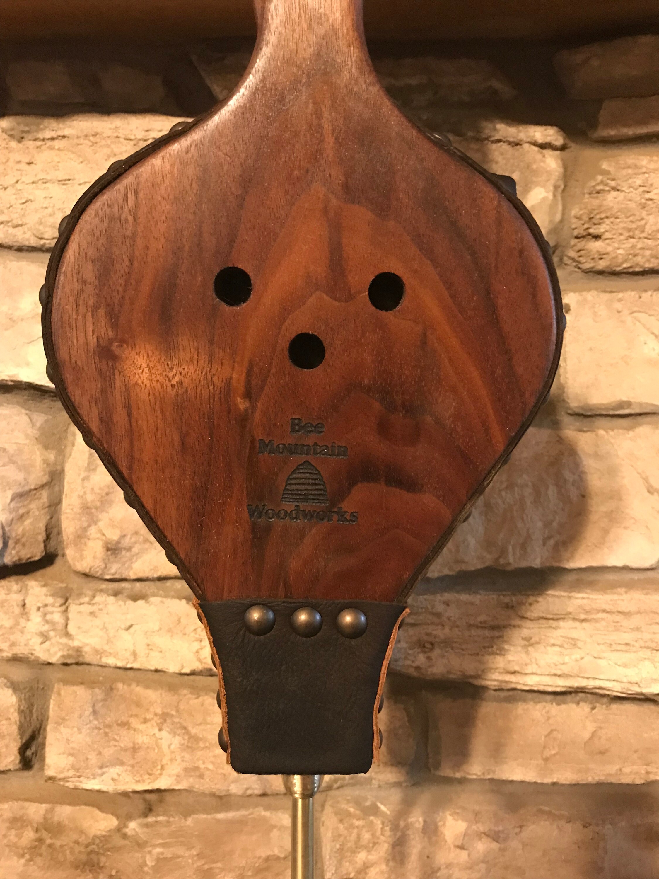 READY TO SHIP Handmade Fireplace Bellows, Shorty Bellows, Walnut and Cherry, Dark Brown Leather