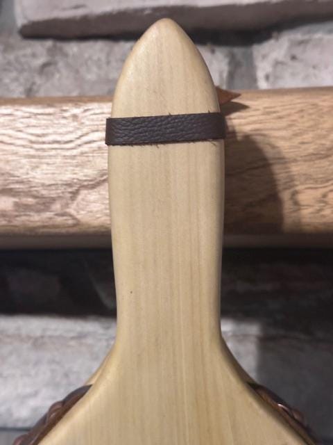READY TO SHIP:  Handmade Fireplace Bellows, Poplar with Carved and Hand Painted Owl, Brown Leather, Bronze Tacks - Heirloom - Thumbnail 4