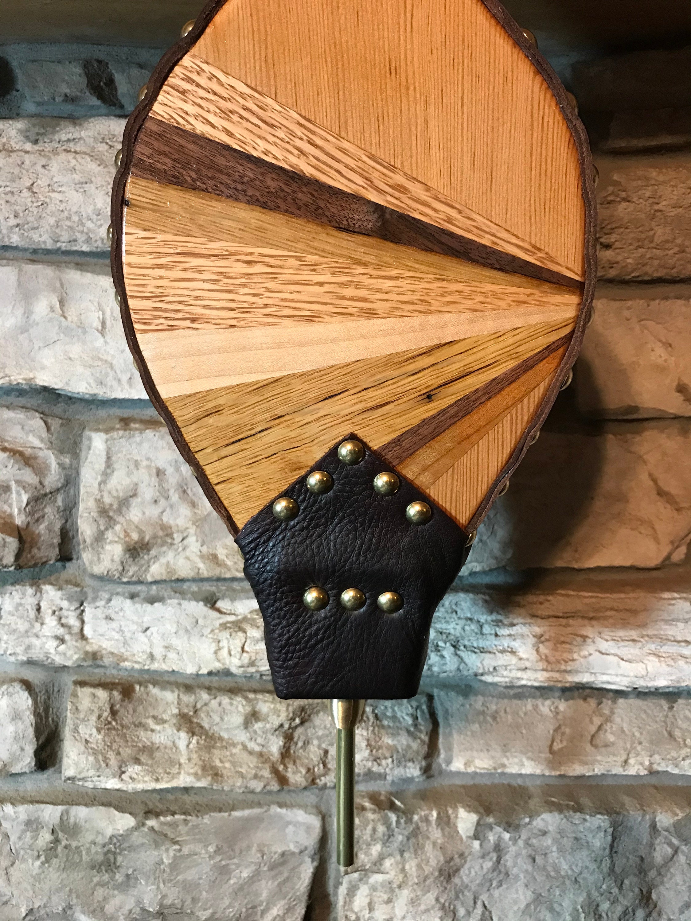 READY to SHIP Handmade Fireplace Bellows, Assorted Joined Wood, Dark