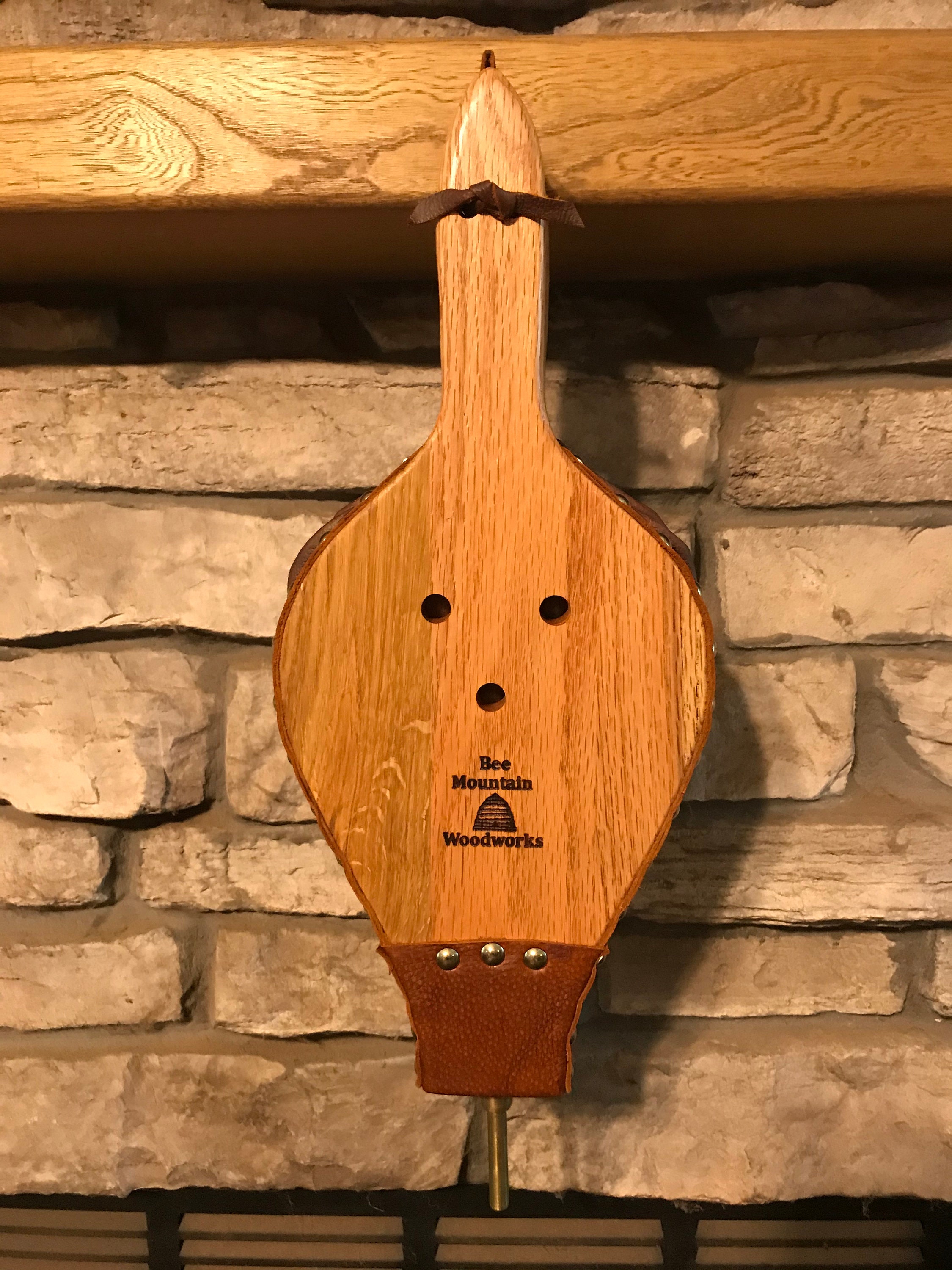 READY TO SHIP Handmade Fireplace Bellows, Oak with Owl Engraving