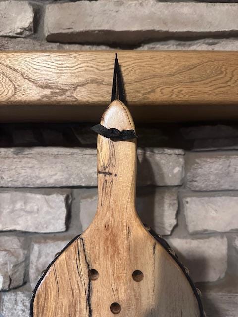 READY TO SHIP - Handmade Fireplace Bellows, Spalted Sycamore with Brown Leather, Shiny Brass Tacks-Woodstove-Fire-Fireplace-Bellows-Heirloom - Thumbnail 4