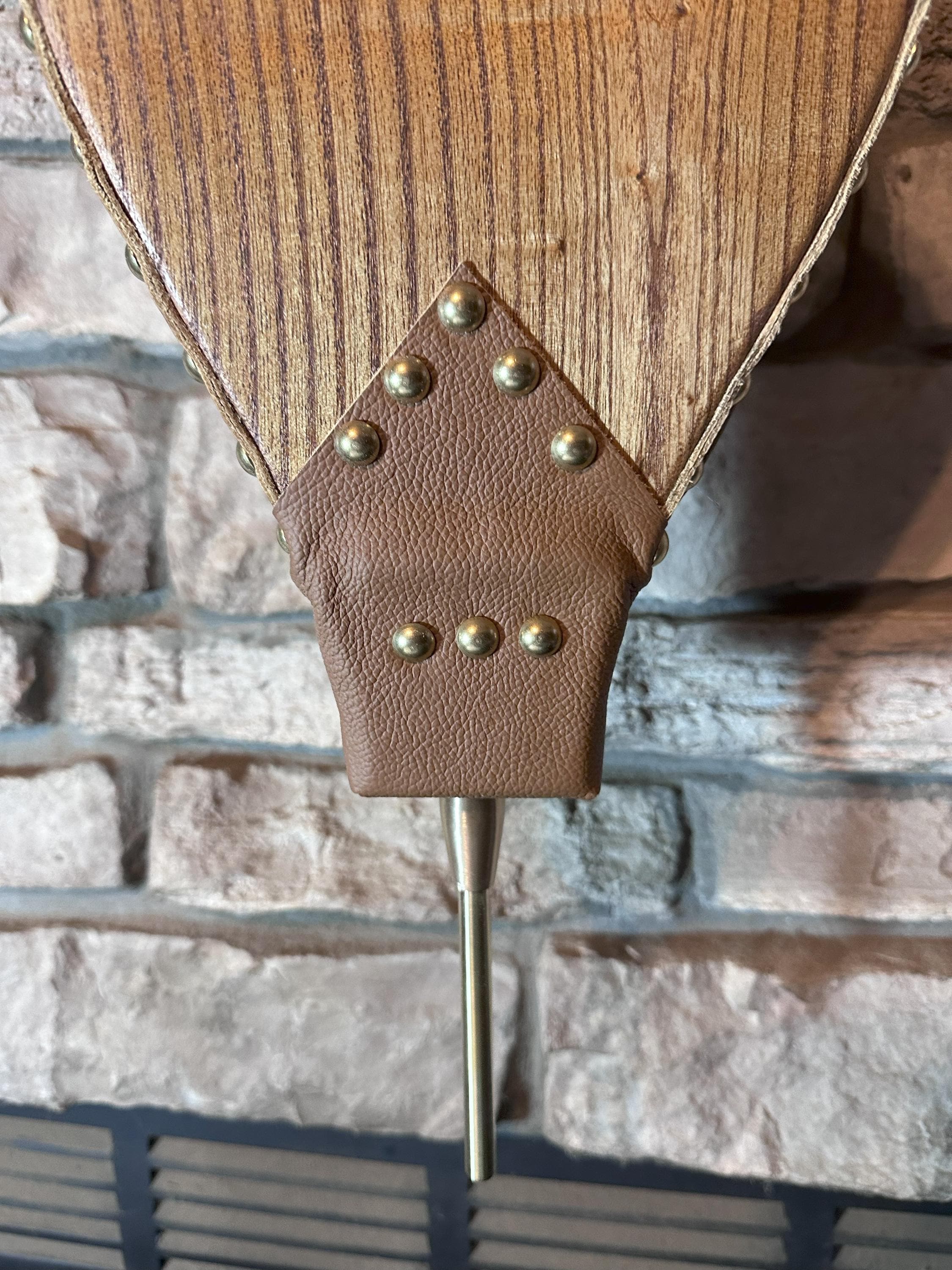 READY TO SHIP: Handmade Fireplace Bellows, Catalpa Wood, Light Brown Leather, Shiny Brass Tacks-Fireplace-Bellows-Hearth-Woodstove - Thumbnail 4