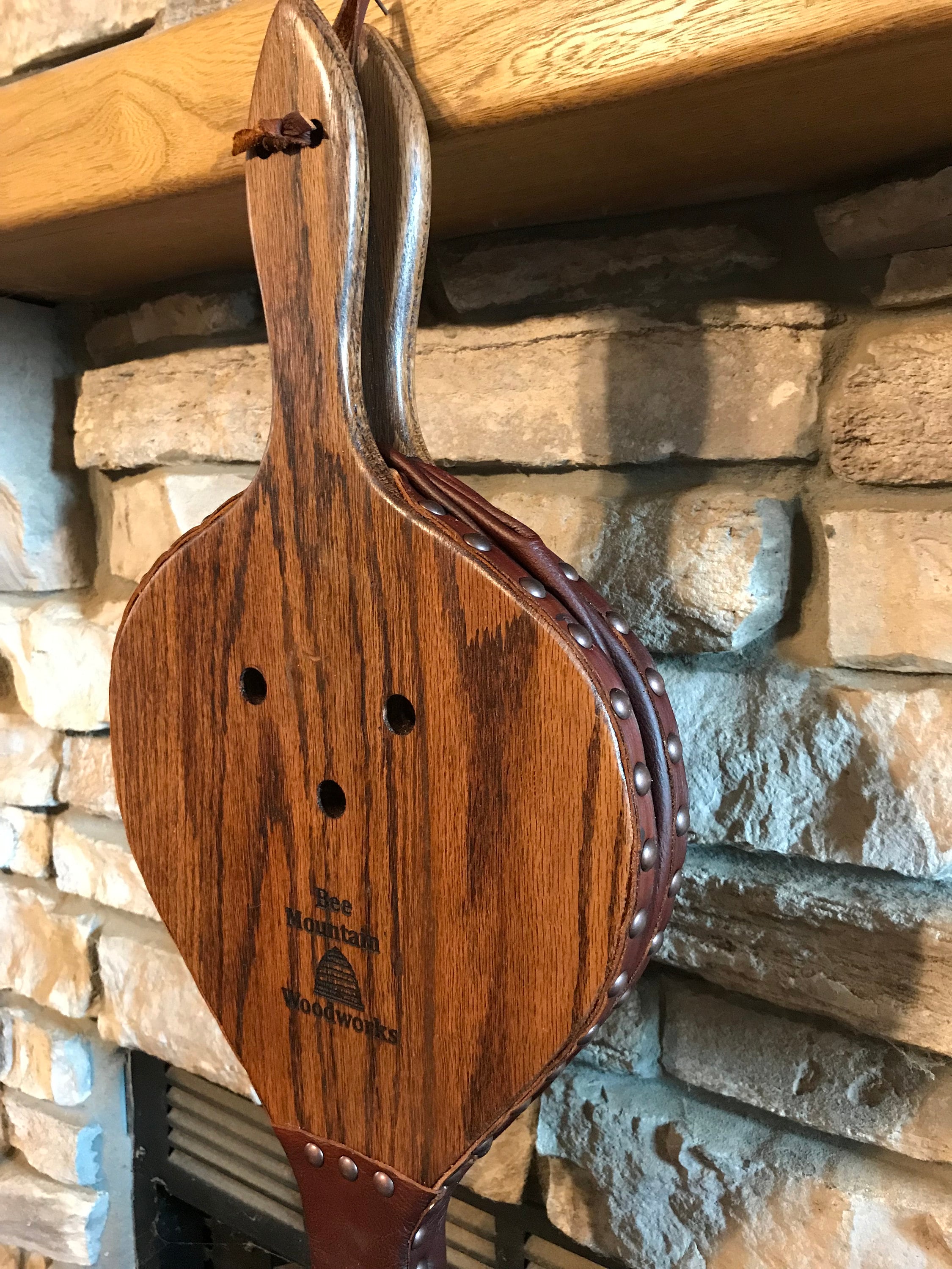 READY to SHIP XXL Handmade Fireplace Bellows, Oak with Rich Brown