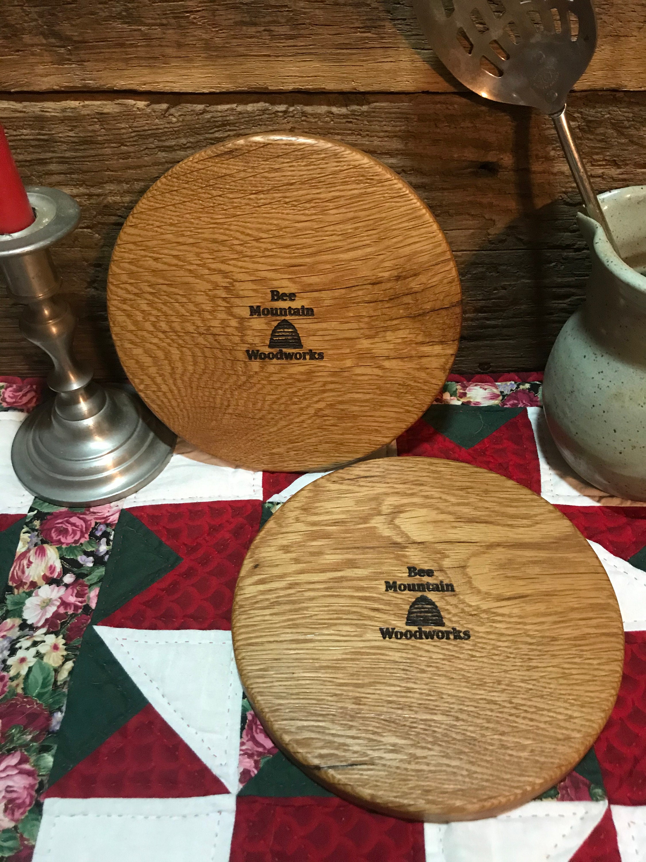 READY to SHIP Pair of Handmade Wooden Trivets with Engraved Celtic