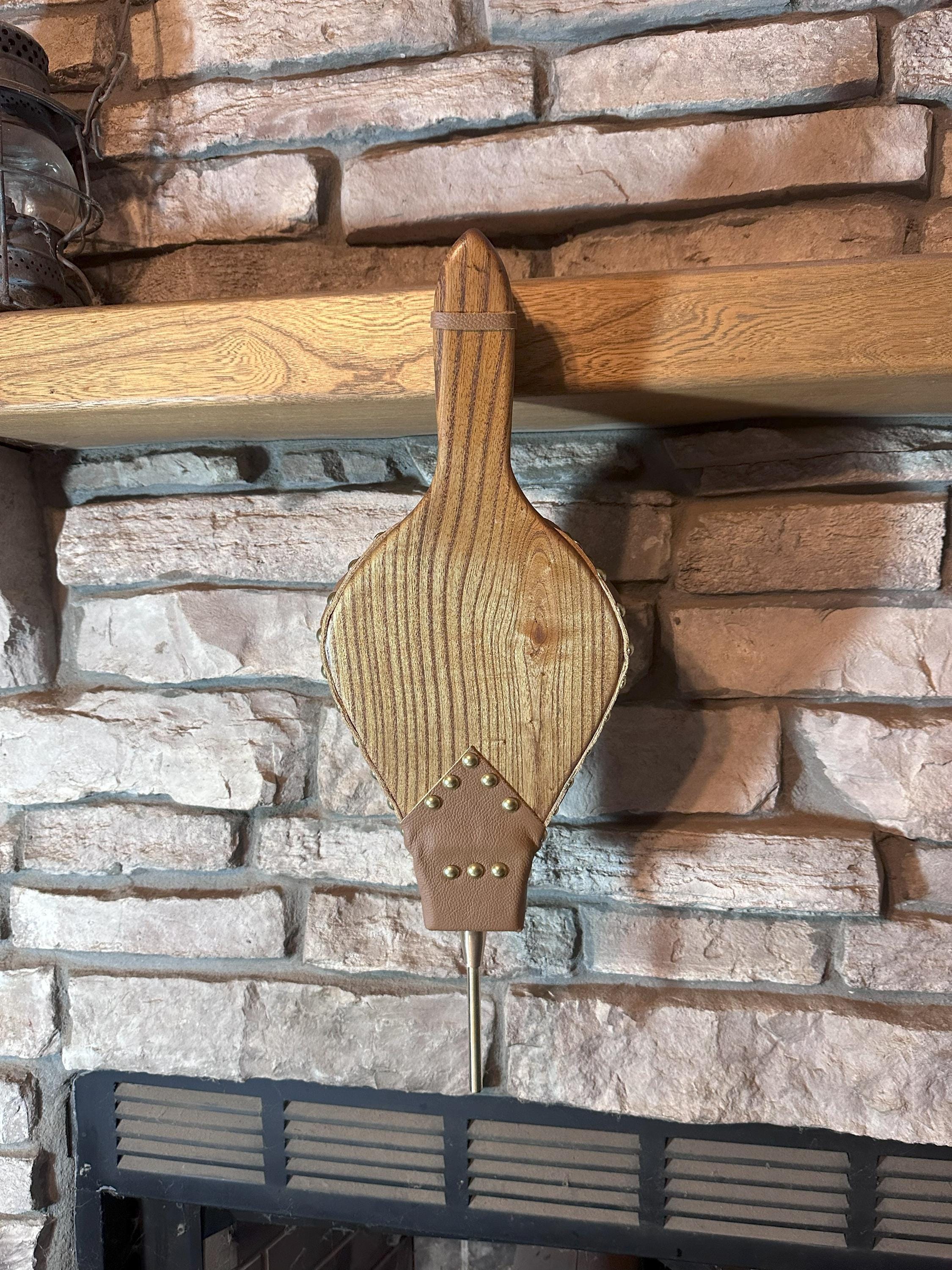 READY TO SHIP: Handmade Fireplace Bellows, Catalpa Wood, Light Brown Leather, Shiny Brass Tacks-Fireplace-Bellows-Hearth-Woodstove