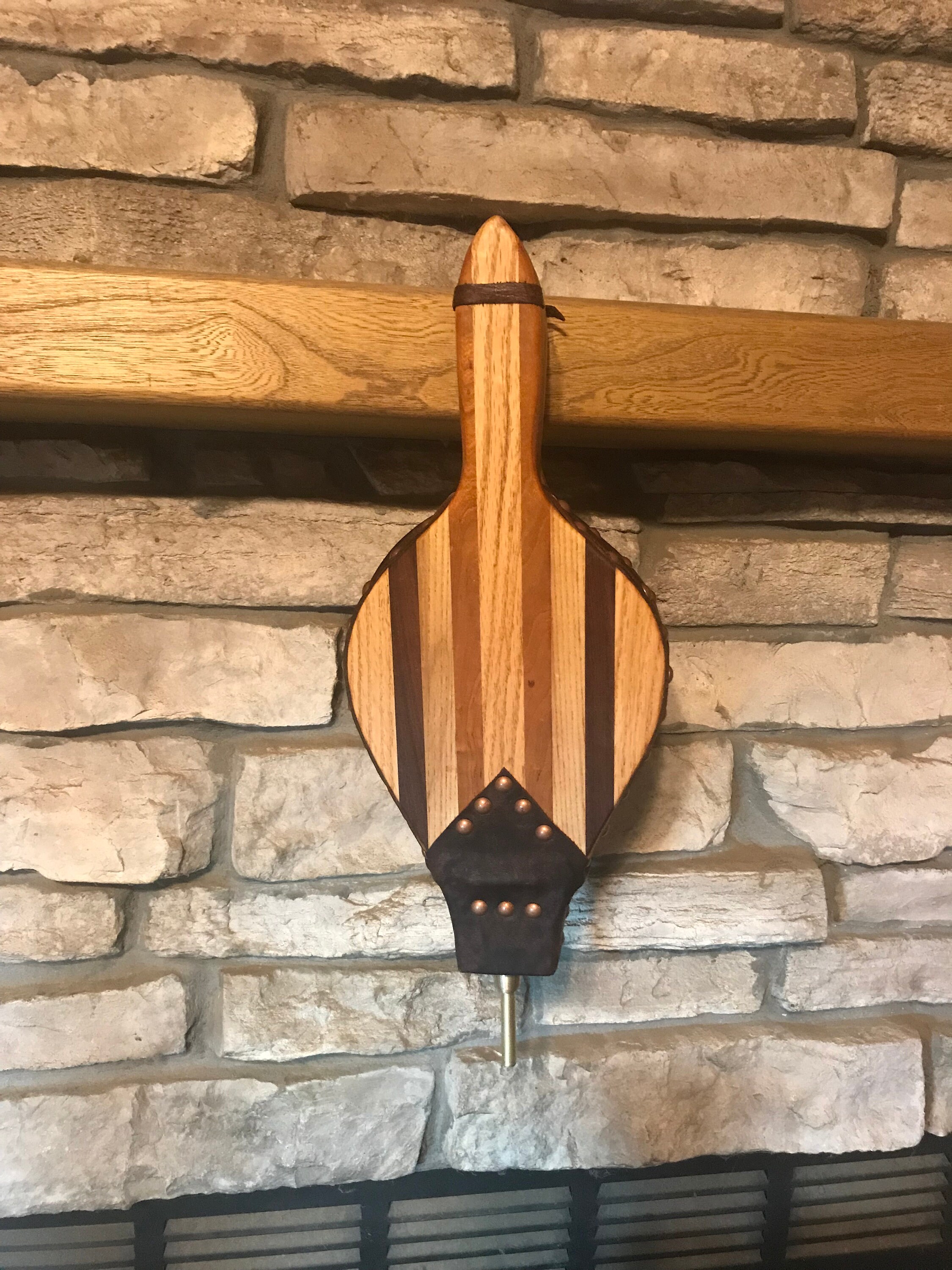 Ready to ship Handmade Fireplace Bellows, Assorted Joined Wood, Dark