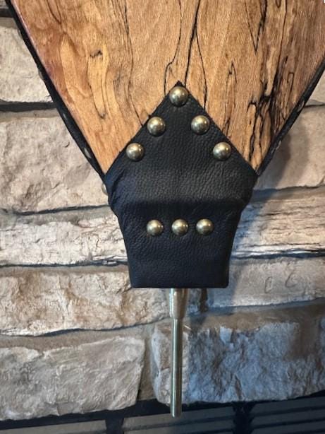 READY TO SHIP - Handmade Fireplace Bellows, Spalted Sycamore with Brown Leather, Shiny Brass Tacks-Woodstove-Fire-Fireplace-Bellows-Heirloom - Thumbnail 3