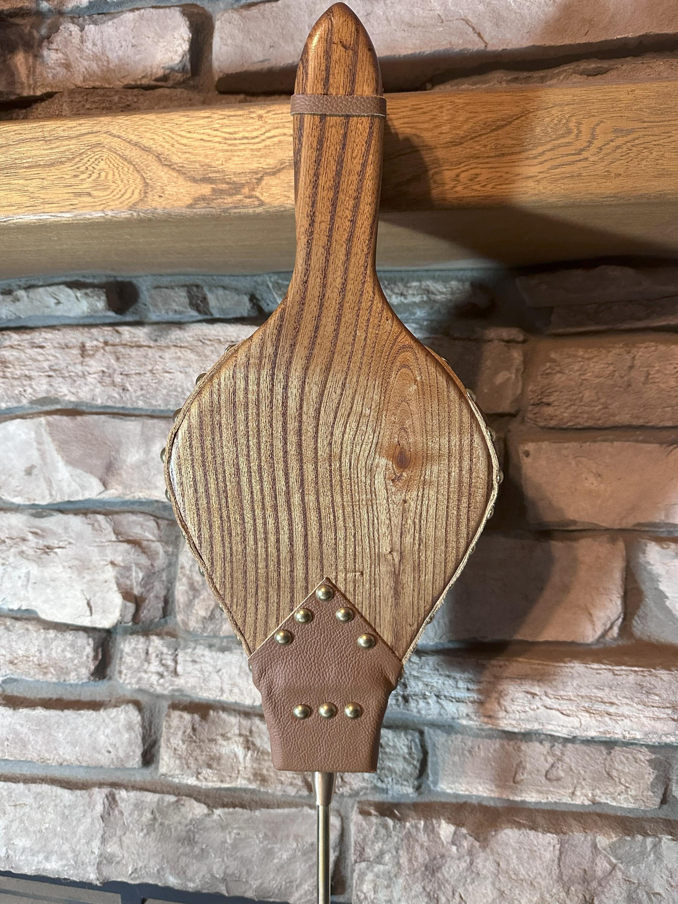 READY TO SHIP: Handmade Fireplace Bellows, Catalpa Wood, Light Brown Leather, Shiny Brass Tacks-Fireplace-Bellows-Hearth-Woodstove - Thumbnail 3