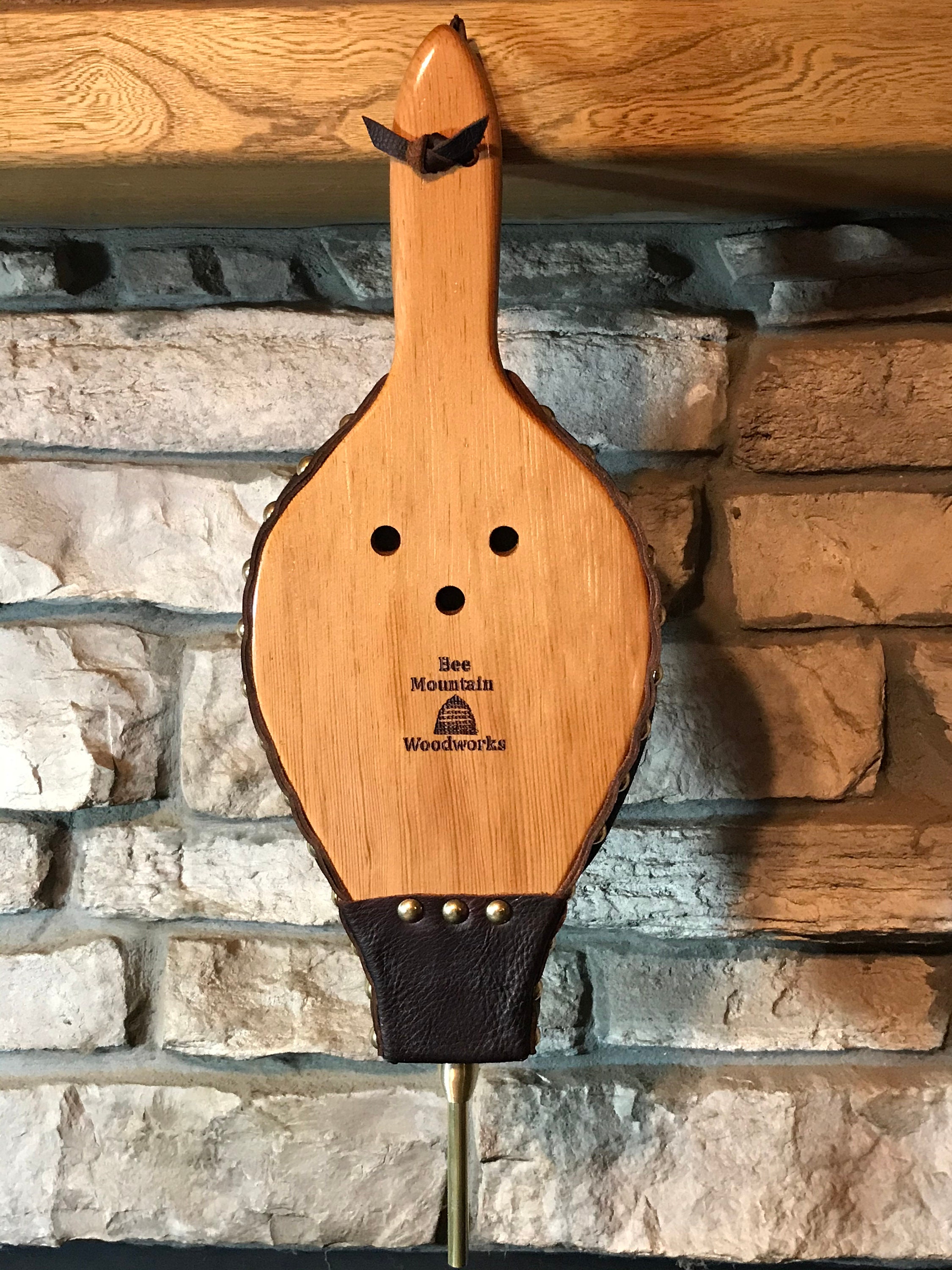 READY to SHIP Handmade Fireplace Bellows, Assorted Joined Wood, Dark