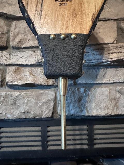 READY TO SHIP - Handmade Fireplace Bellows, Spalted Sycamore with Brown Leather, Shiny Brass Tacks-Woodstove-Fire-Fireplace-Bellows-Heirloom - Thumbnail 5
