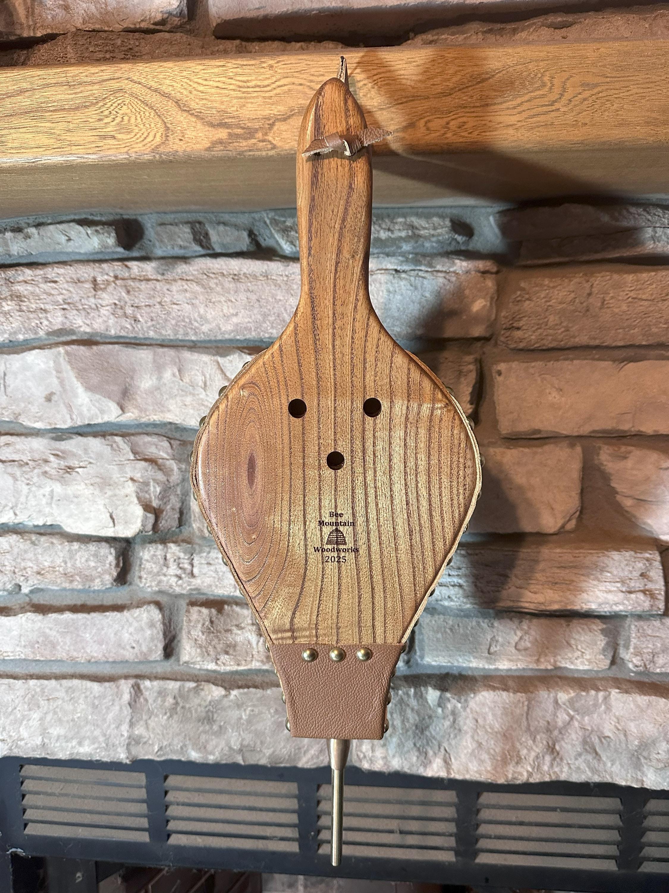 READY TO SHIP: Handmade Fireplace Bellows, Catalpa Wood, Light Brown Leather, Shiny Brass Tacks-Fireplace-Bellows-Hearth-Woodstove - Thumbnail 7